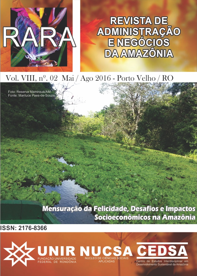 					Visualizar v. 8 n. 2 (2016): Mensuração da Felicidade, Desafios e Impactos Socieconômicos na Amazônia
				